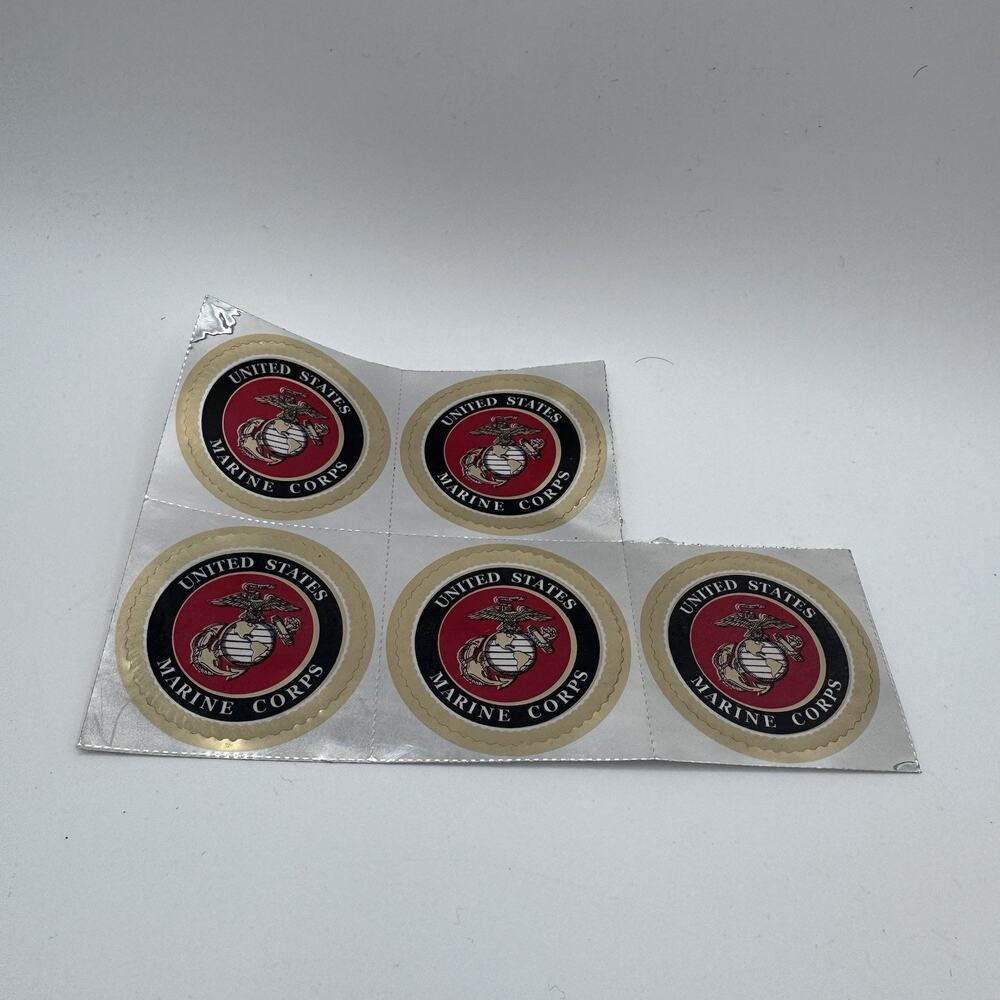 Vintage USMC United States Marine Corps 1.75” Gold Seal Stickers Decals Lot of 5